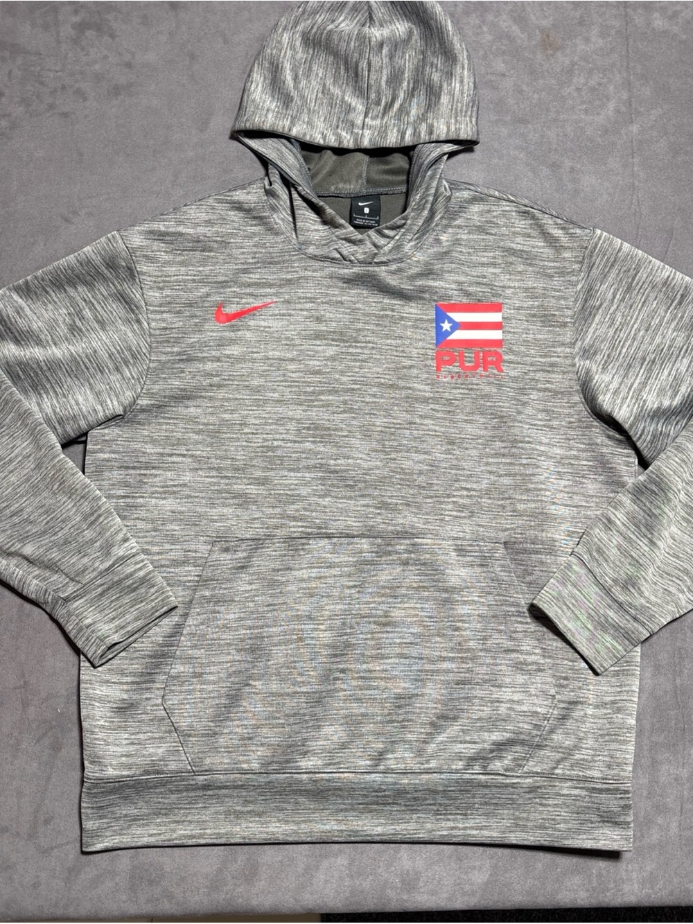 Nike Puerto Rico Team Issue Basketball Hoodie Sweatshirt Mens Size L Gray Fleece